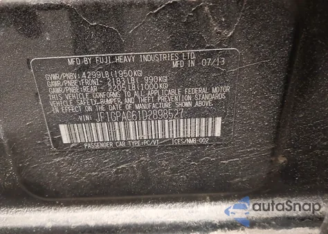 2013 Subaru Impreza 2.0I Premium z USA, uszkodzony, nr VIN JF1GPAC61D2898527